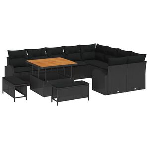 vidaXL Aia Diivanikomplekt padjaga ladustamisega 12 pcs Must