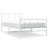 vidaXL metallist voodiraam peatsi ja jalutsiga, valge, 100x200 cm