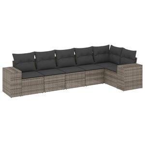vidaXL 6-osaline aiadiivani komplekt patjadega, hall, pol&uuml;rotang