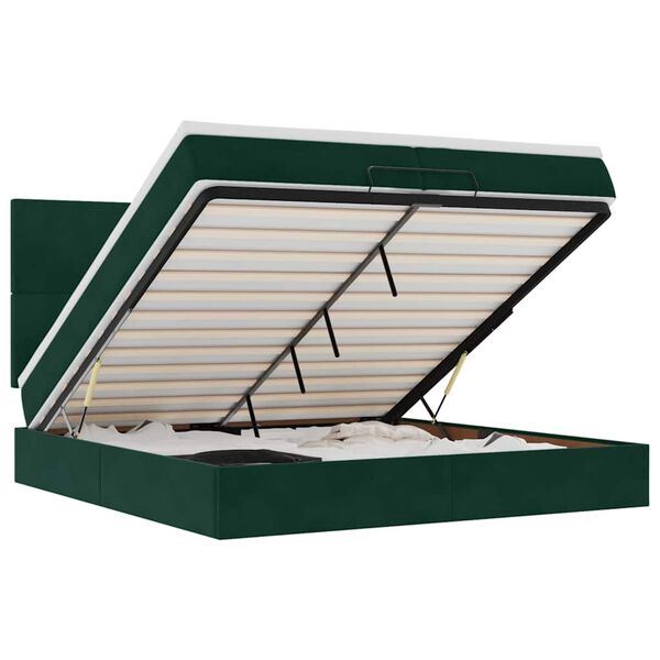 vidaXL Ottomani voodiraam madratsitega, tumeroheline, 200x200cm, samet