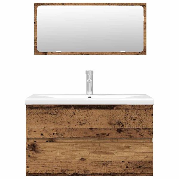 vidaXL 3-osaline vannitoa m&ouml;&ouml;blikomplekt, vana puit, tehispuit