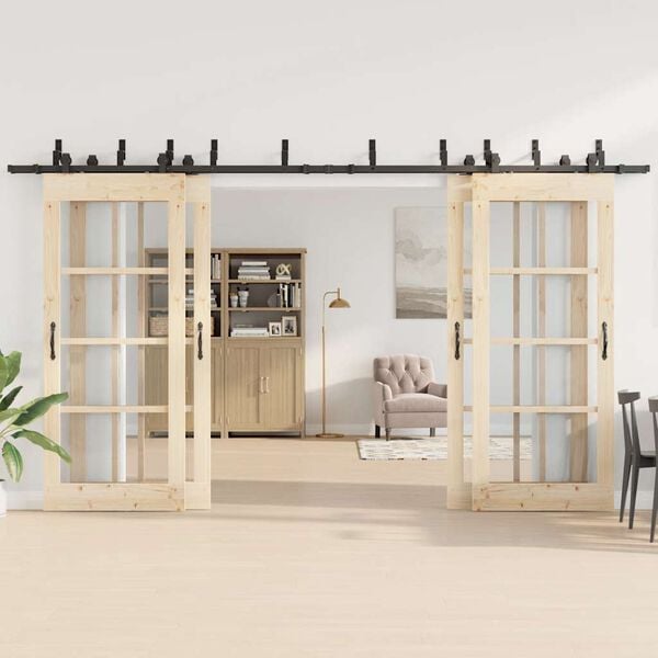 vidaXL liugukse tarvikute komplekt 400 cm terasest, must