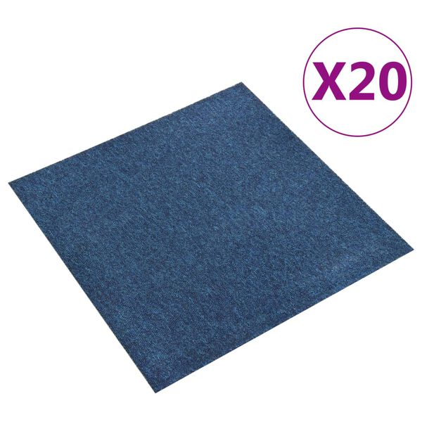 vidaXL põranda plaatvaibad 20 tk, 5 m², 50 x 50 cm, tumesinine