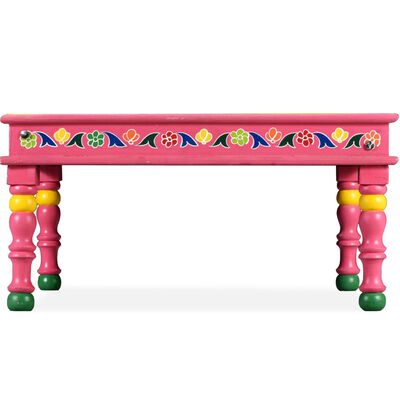 vidaXL kohvilaud, mangopuidust, roosa, käsitsi värvitud