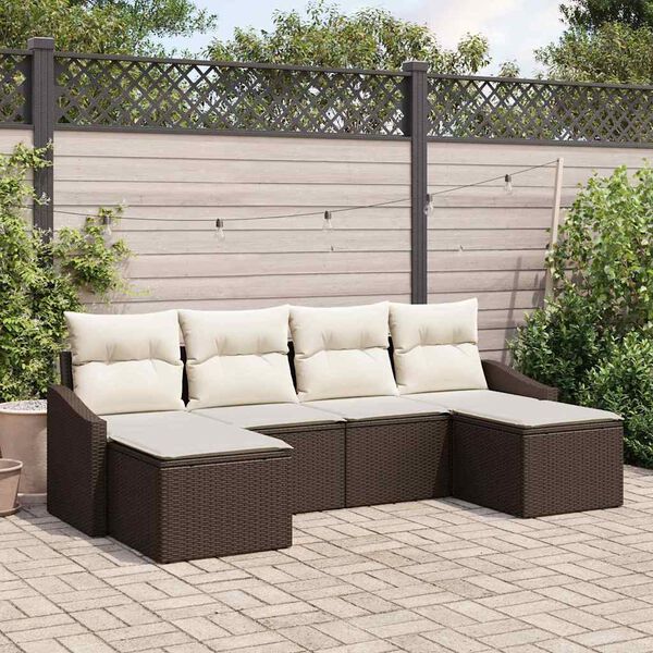 vidaXL Aia söögilaudade komplekt padjaga 6 pcs Pruun ja kreem