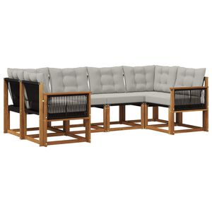 vidaXL V&auml;li diivanikomplekt padjaga 6 pcs Looduslik ja Helehall