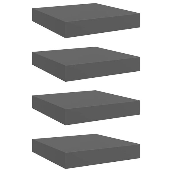 vidaXL seinariiulid, 4 tk, k&otilde;rgl&auml;ikega, hall, 23 x 23,5 x 3,8 cm MDF