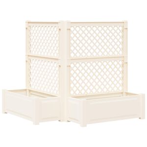 vidaXL Suur taimelava trellisega 2 pcs Valge 143 x 143 x 133,5 cm PP