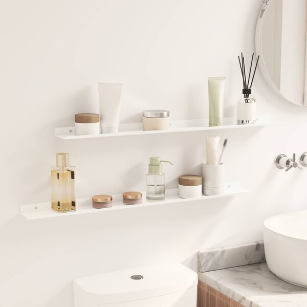 vidaXL Ujuv riiul Seinale kinnitatav 2 pcs Valge 80 x 9 x 2,5 cm Teras