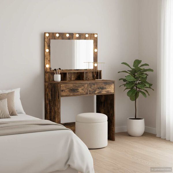 vidaXL Riietumislaud Suitsetatud tamm 79 x 41 x 135 cm Tehispuit