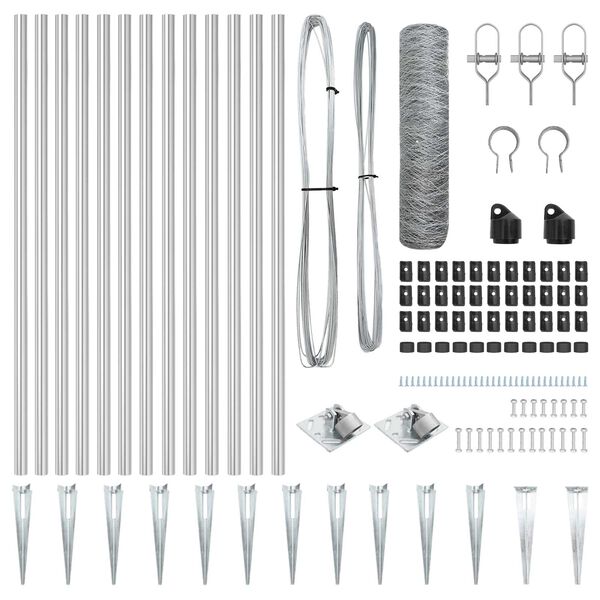 vidaXL Aiapost Hõbedane 25 x 1 m (36 mm võrgu) Teras