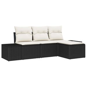 vidaXL Aia Diivanikomplekt padjaga 4 pcs Must ja kreem pol&uuml;rotang