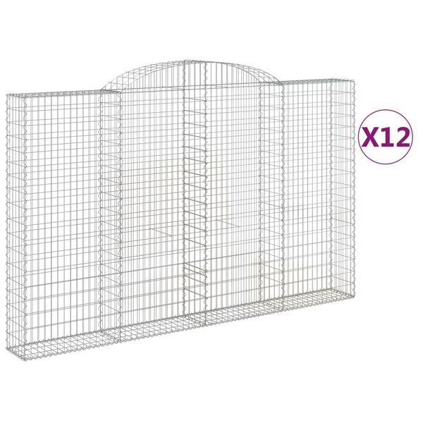 vidaXL kaarekujulised gabioonkorvid 12 tk, 300x30x180/200 cm, raud