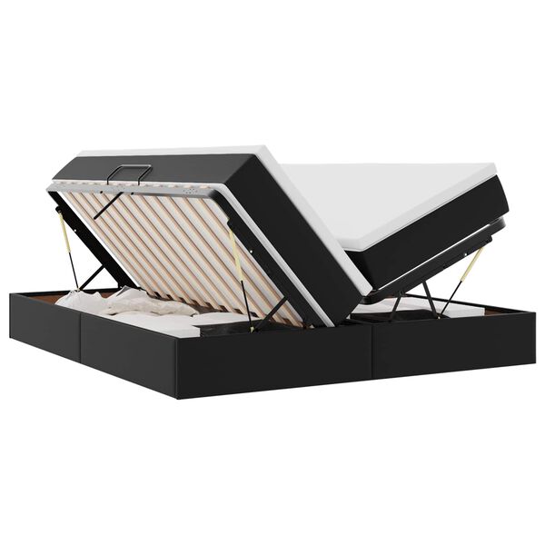 vidaXL Voodi hoiukohaga ja madratsiga Must 180 x 200 cm Kunstnahk