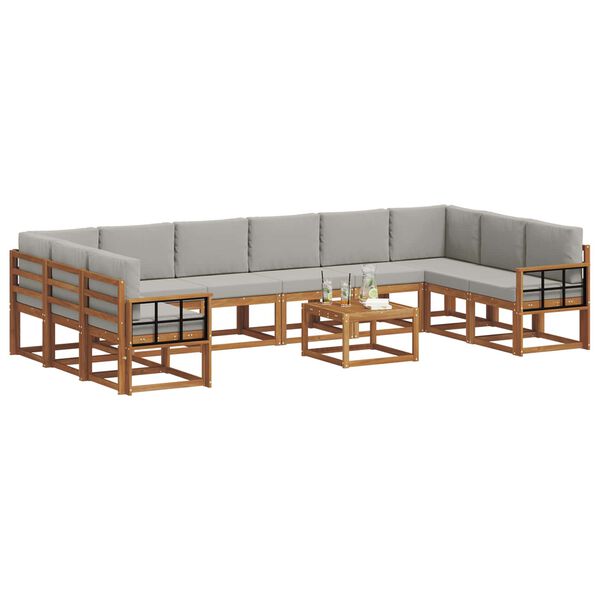 vidaXL V&auml;li diivanikomplekt padjaga 11 pcs Looduslik ja Hele Hall