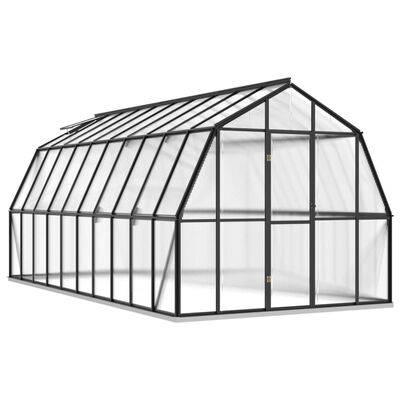 vidaXL kasvuhoone alusraamiga, antratsiithall, 15,74 m², alumiinium