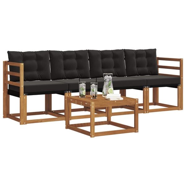 vidaXL V&auml;li diivanikomplekt padjaga 5 pcs Looduslik ja must