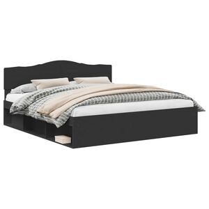 vidaXL Voodi raam peaga Must 200 x 200 cm Tahke m&auml;nd