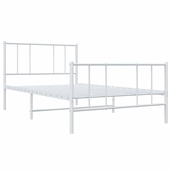 vidaXL metallist voodiraam peatsi ja jalutsiga, valge, 75x190 cm