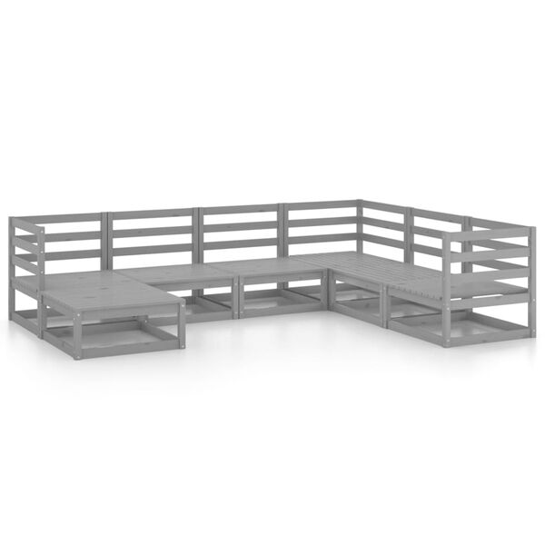 vidaXL 7-osaline aiamööbli komplekt, hall, männipuit