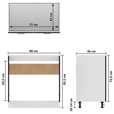 vidaXL alumine valamukapp, must, 80 x 46 x 81,5 cm, puitlaastplaat