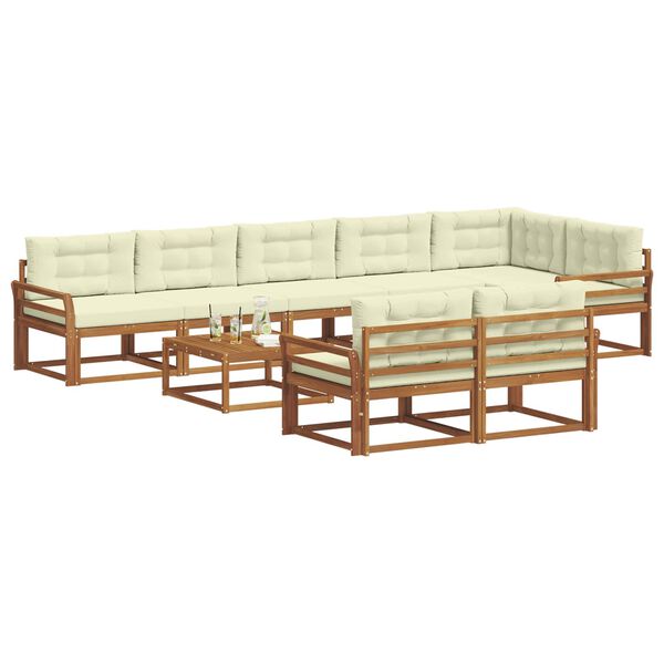 vidaXL V&auml;li diivanikomplekt padjaga 9 pcs Looduslik ja kreem