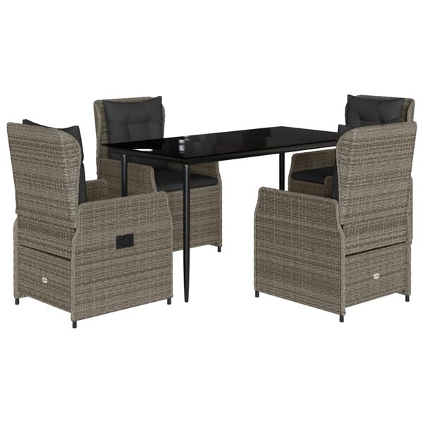 vidaXL 5-osaline aiamööbli komplekt patjadega, hall, polürotang