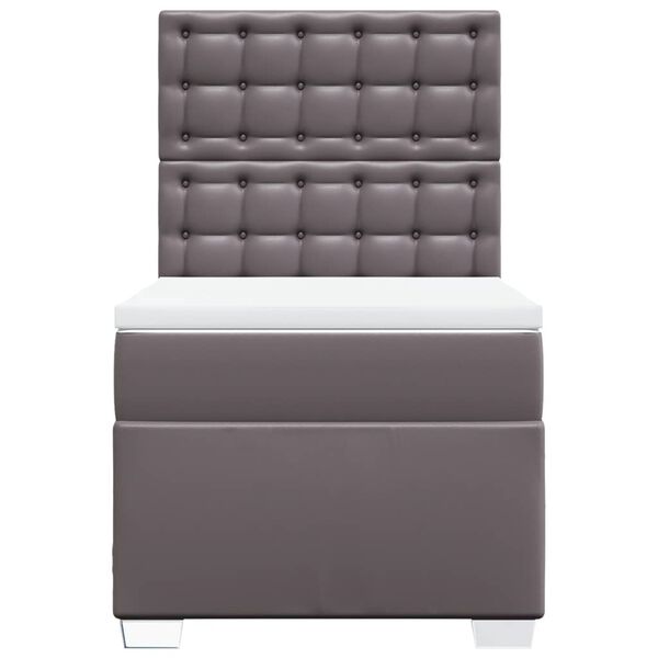 vidaXL kontinentaalvoodi madratsiga, hall, 90x200 cm, kunstnahk