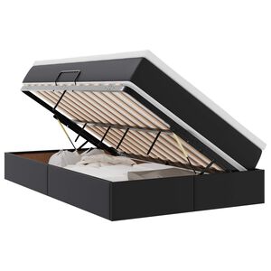 vidaXL Voodi hoiukohaga ja madratsiga Must 120 x 190 cm Kunstnahk