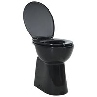 vidaXL kõrge ääreta keraamiline tualettpott, 7 cm kõrgem, must