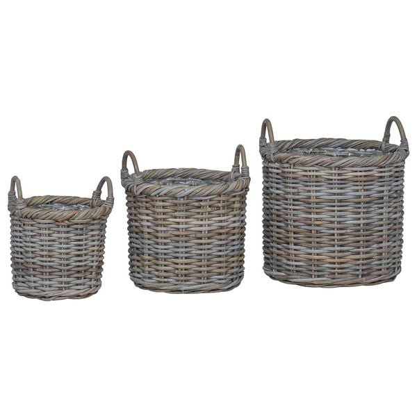vidaXL Istutuskorv ladustamisega 3 pcs Kubu Hall Kubu rattan