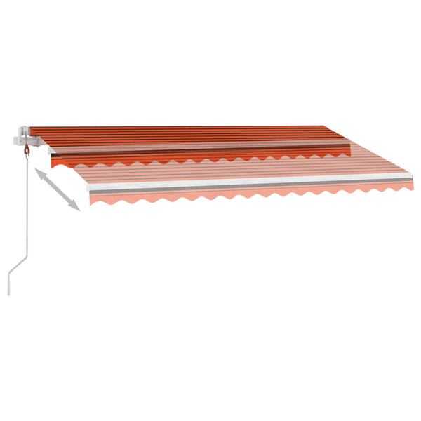 vidaXL automaatne varikatus LEDi, tuuleanduriga 450x300 cm oranž/pruun