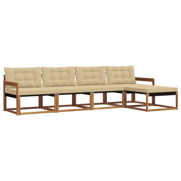 vidaXL V&auml;li diivanikomplekt padjaga 5 pcs Looduslik ja beež