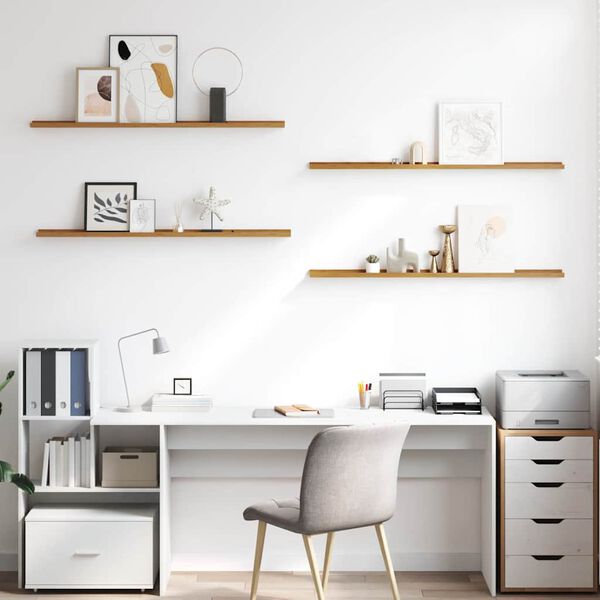 vidaXL Seinariiul riiuliga 4 pcs Beež 115 x 9 x 3 cm Tehispuit