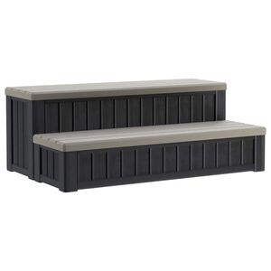 vidaXL Hot Tub Step with Storage 2-Step Pruun ja Hall 93 x 57 x 35 cm