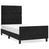 vidaXL voodiraam peatsiga, must, 90x200 cm, samet