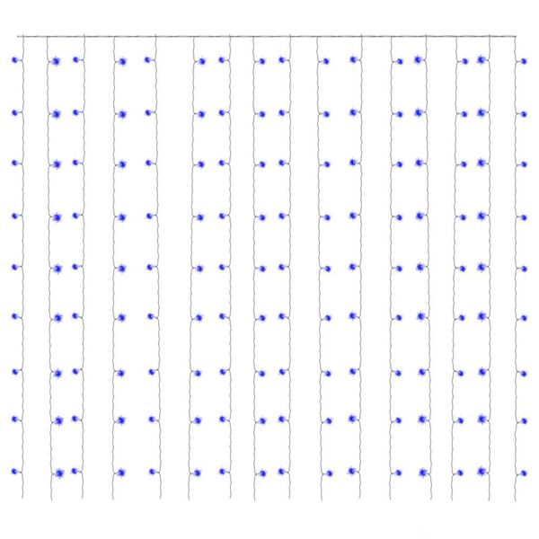 vidaXL LED-tuledest kardin, 3 x 3 m, 300 LEDi, sinine, 8 funktsiooni