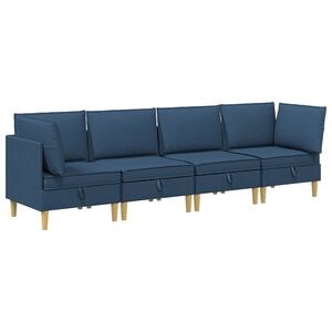vidaXL Elutoa m&ouml;&ouml;bliseade padjaga ladustamisega 4 pcs Sinine kangas