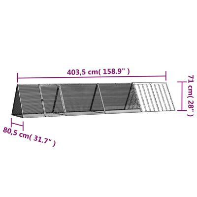 vidaXL küülikupuur, antratsiit, 403,5x80,5x71 cm, tsingitud teras