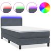 vidaXL kontinentaalvoodi madrats ja LED, tumehall, 100x210 cm, samet