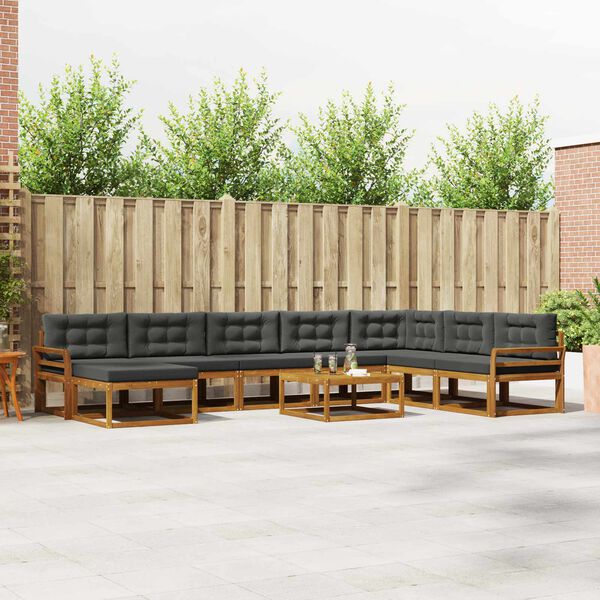 vidaXL V&auml;li diivanikomplekt padjaga 9 pcs Looduslik ja antriit