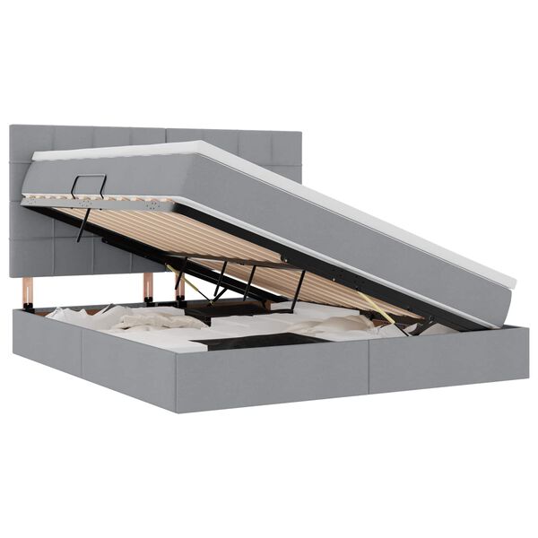 vidaXL Voodi hoiukohaga ja madratsiga Helehall 180 x 200 cm Pol&uuml;ester