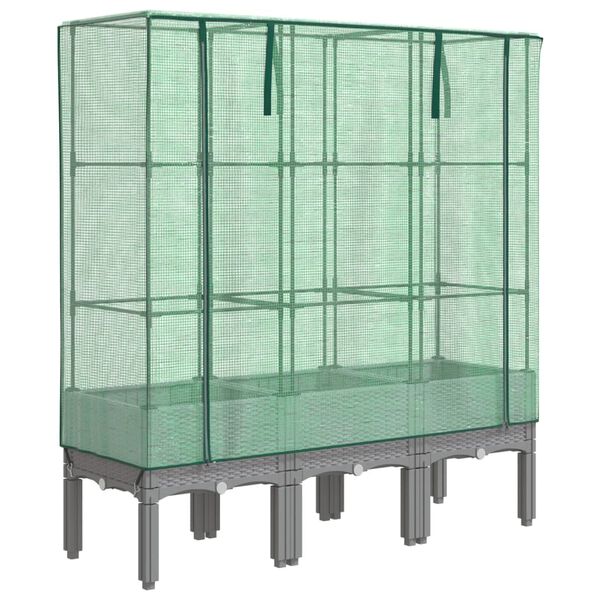 vidaXL taimekast kasvuhoonekattega, rotangi v&auml;limus, 120 x 40 x 140 cm