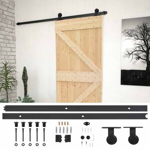 vidaXL Libisev uks Naturaalne ja must 90 x 210 cm Toekas m&auml;nnipuit