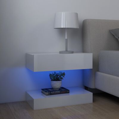 vidaXL telerialus LED-tuledega, kõrgläikega, valge, 60 x 35 cm