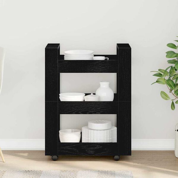 vidaXL Köögikäru Must tamm 60 x 45 x 80 cm Tehispuit