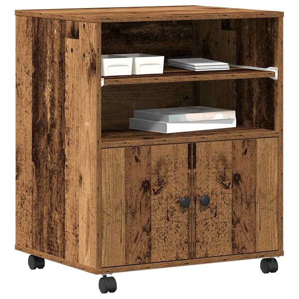 vidaXL Printeri alus ladustamisega Vana puit 60 x 48 x 74 cm Tehispuit