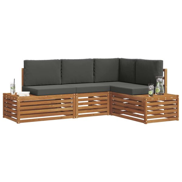 vidaXL V&auml;li diivanikomplekt padjaga 4 T&uuml;kk Looduslik ja antriit