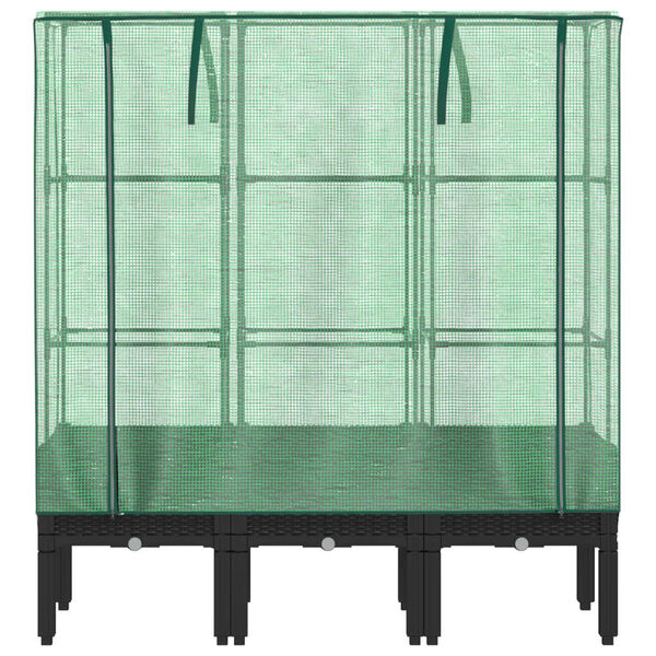 vidaXL taimekast kasvuhoonekattega, rotangi v&auml;limus, 120 x 40 x 140 cm