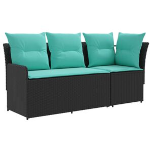 vidaXL Aia k&auml;sitoe diivan nurk-sofaga 2 T&uuml;kk Must ja t&uuml;rkiissinine